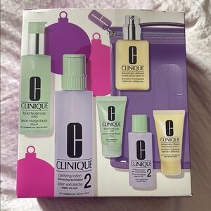 Clinique Skincare Set with Purple Bag